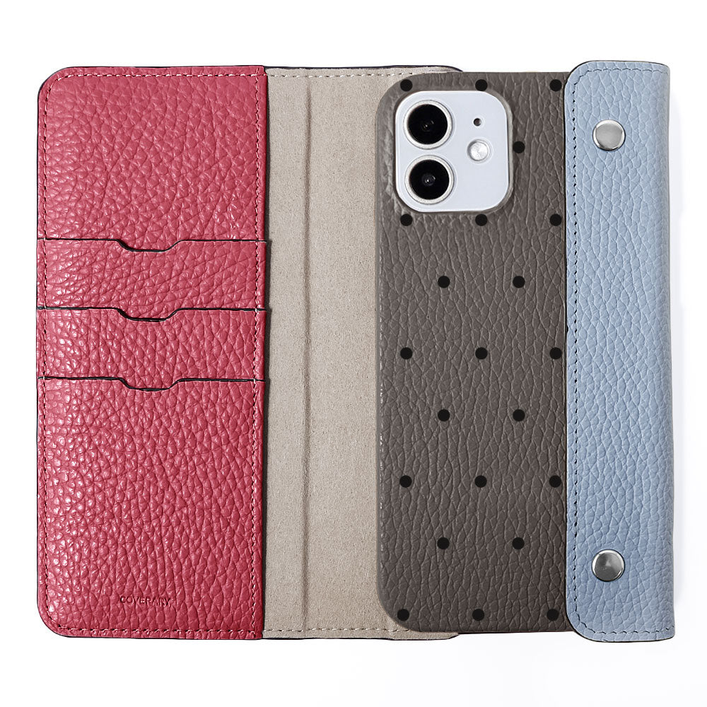 Genuine leather Italian shrink leather half pocket cover with dot pattern back case AQUOS series