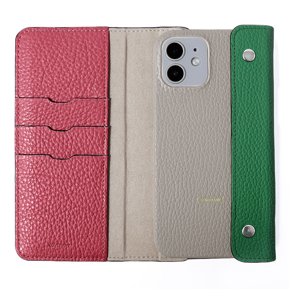 Genuine leather 32 colors Italian shrink leather with half pocket cover back case