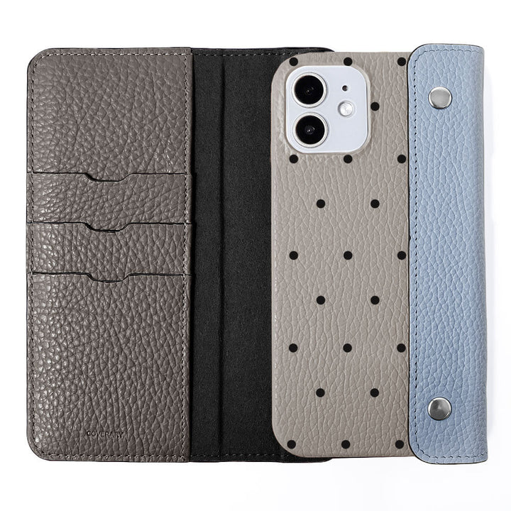 Genuine leather Italian shrink leather half pocket cover with dot pattern back case AQUOS series