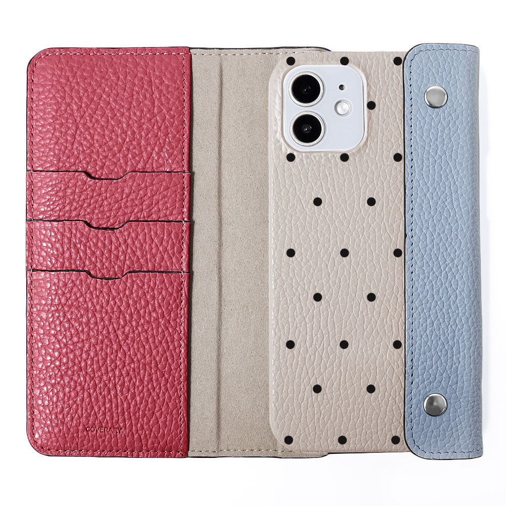 Genuine leather Italian shrink leather half pocket cover with dot pattern back case AQUOS series