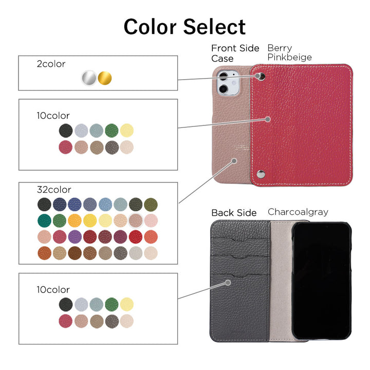 Genuine leather 32 colors Italian shrink leather with half pocket cover back case