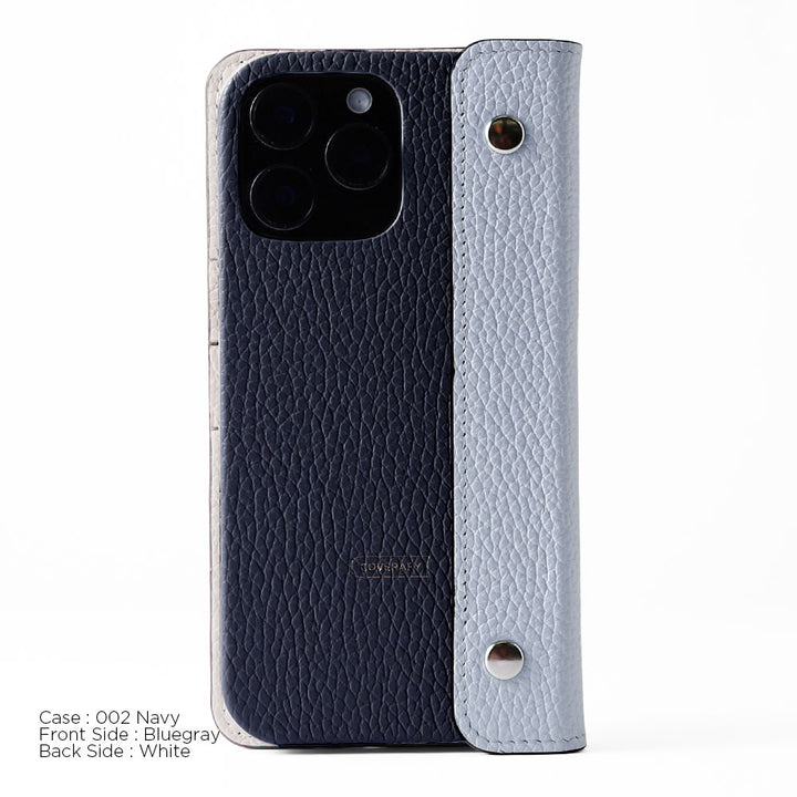 Genuine leather 32 colors Italian shrink leather with half pocket cover back case