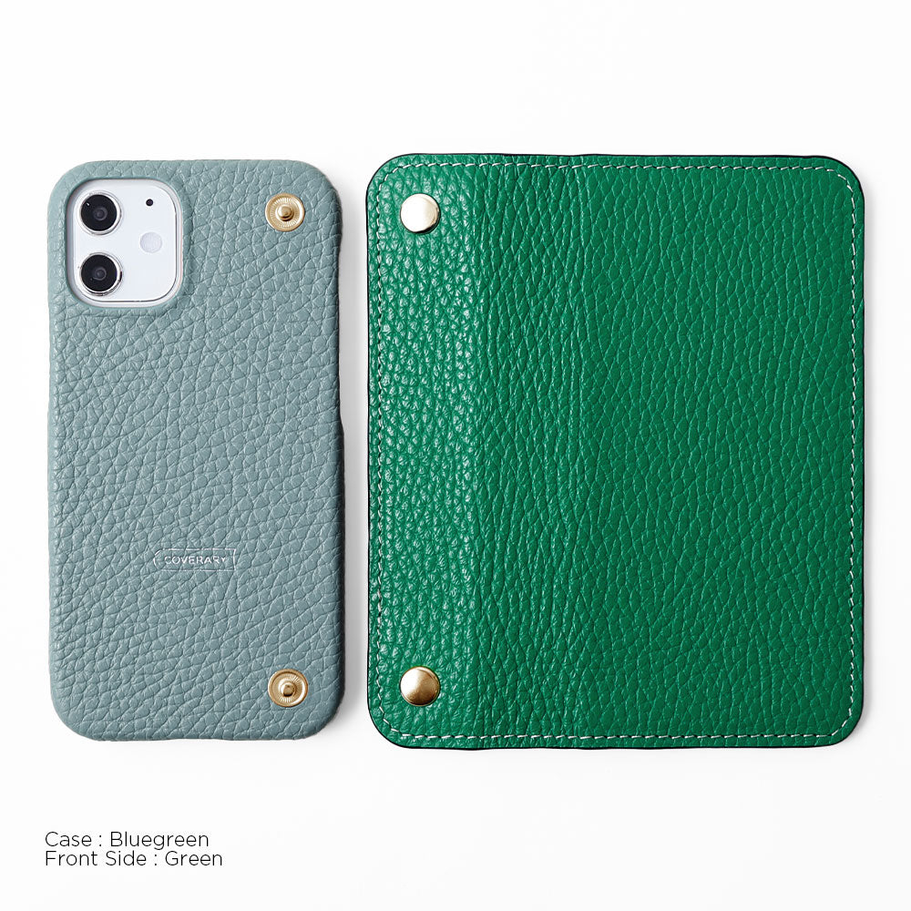 Genuine leather 32 colors Italian shrink leather with half pocket cover back case