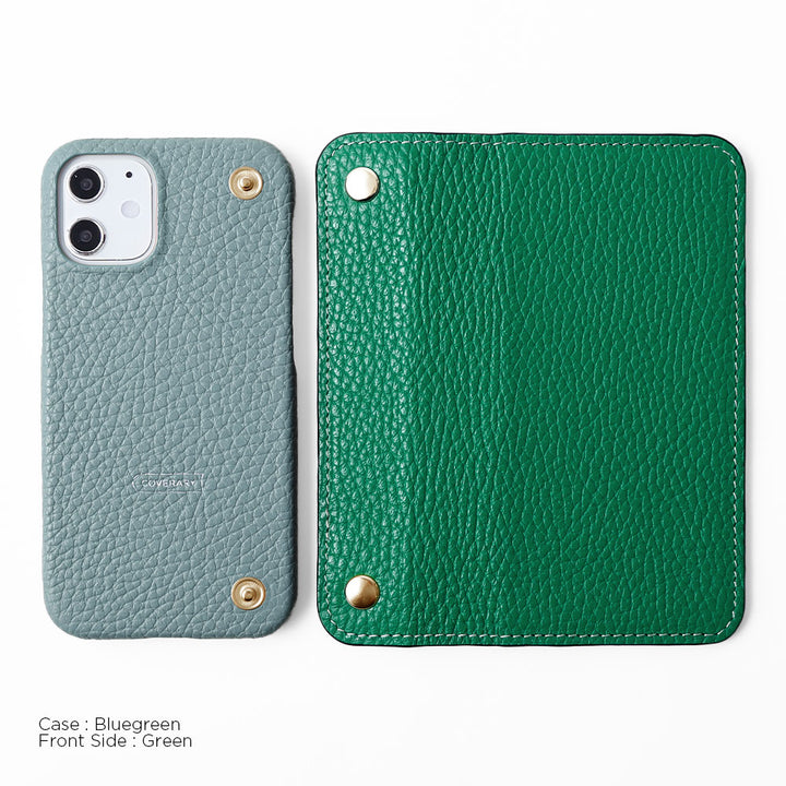 Genuine leather 32 colors Italian shrink leather with half pocket cover back case