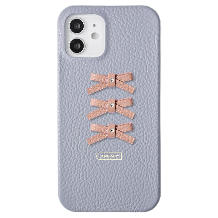 Genuine leather 32 colors Italian shrink leather 3-row ribbon deco back case AQUOS series