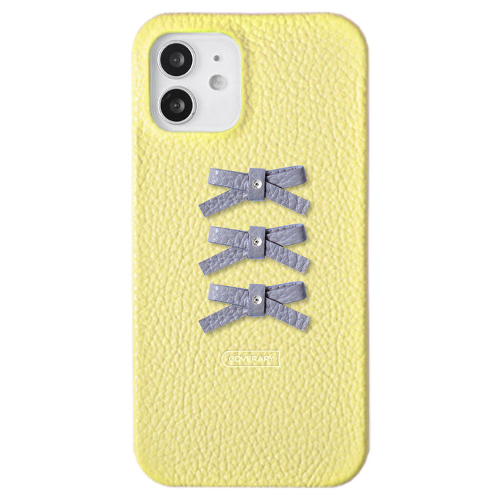 Genuine leather 32 colors Italian shrink leather 3-row ribbon deco back case Google Pixel series