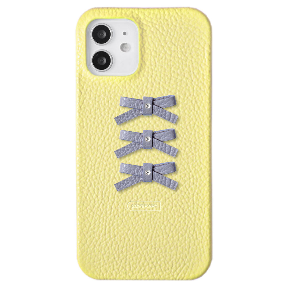 Genuine leather 32 colors Italian shrink leather 3-row ribbon deco back case AQUOS series