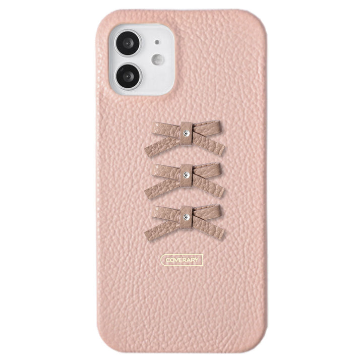 Genuine leather 32 colors Italian shrink leather 3-row ribbon deco back case AQUOS series