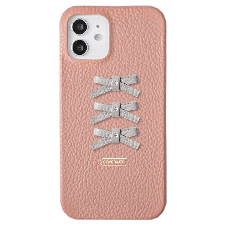 Genuine leather 32 colors Italian shrink leather 3-row ribbon deco back case AQUOS series