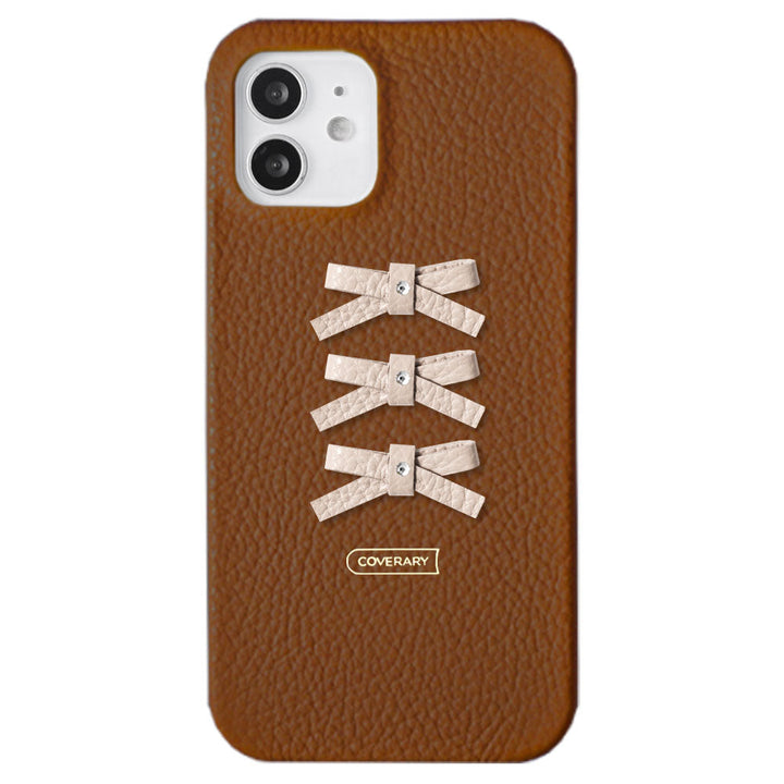 Genuine leather 32 colors Italian shrink leather 3-row ribbon deco back case AQUOS series