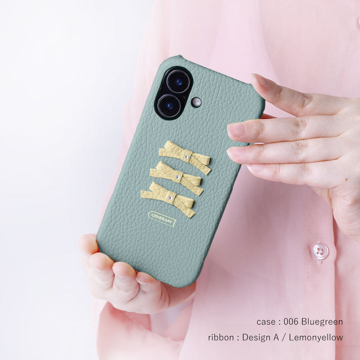 Genuine leather 32 colors Italian shrink leather 3-row ribbon deco back case Google Pixel series