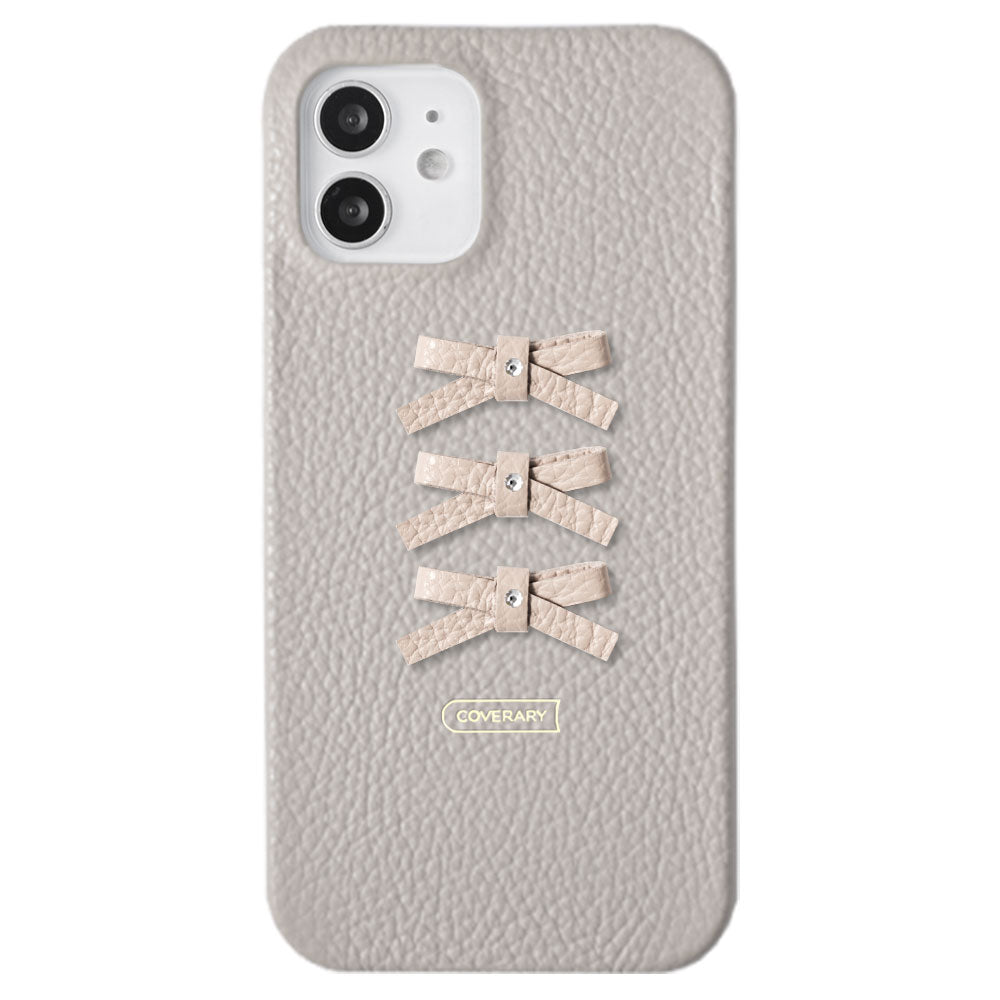 Genuine leather 32 colors Italian shrink leather 3-row ribbon deco back case AQUOS series