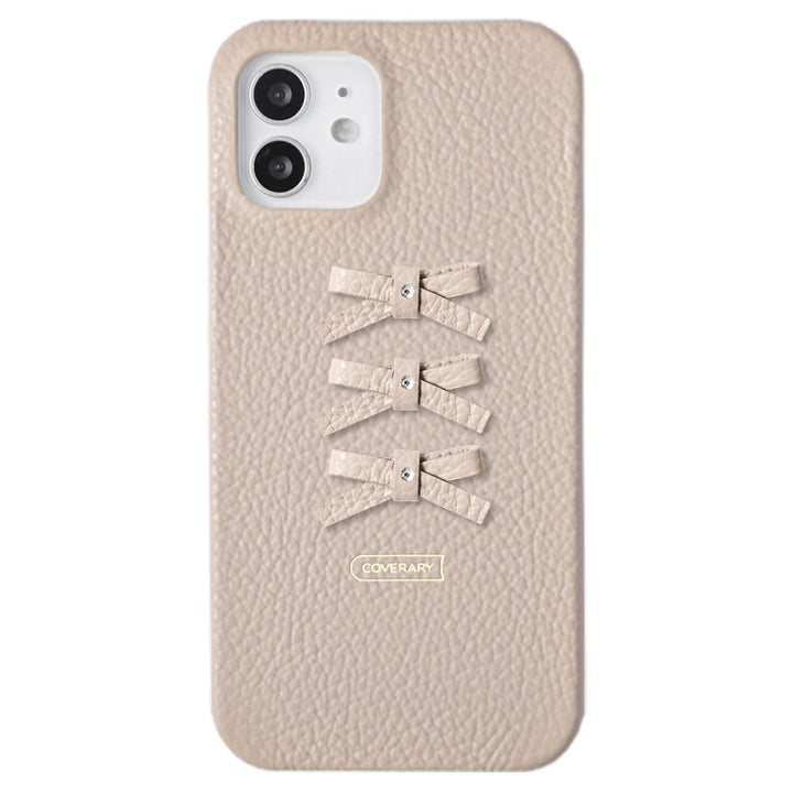 Genuine leather 32 colors Italian shrink leather 3-row ribbon deco back case AQUOS series