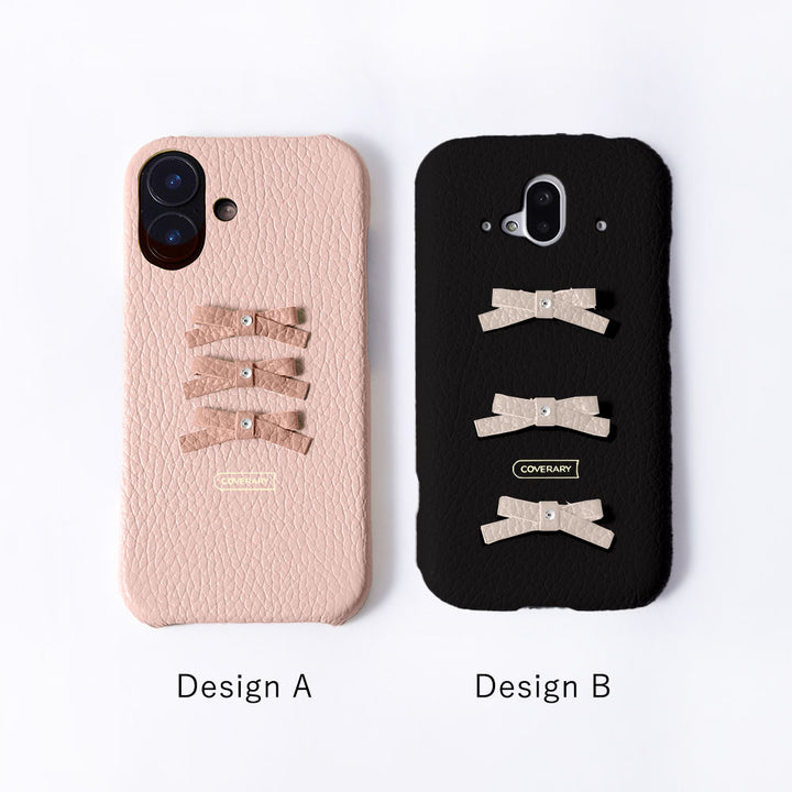 本革 32色 イタリアンシュリンクレザー 3連リボンデコ 背面ケース