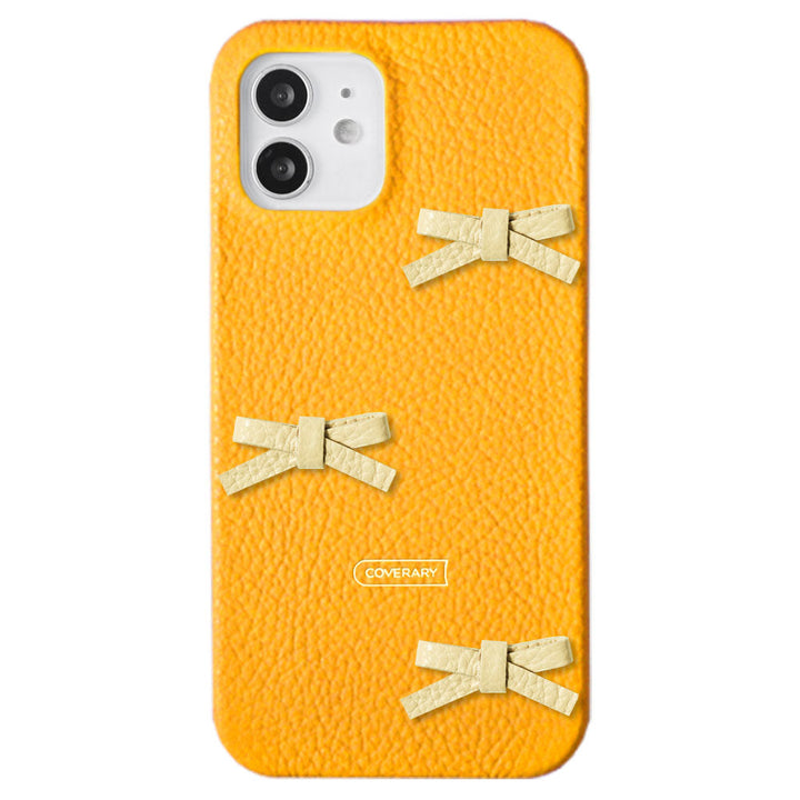 本革 32色 イタリアンシュリンクレザー リボンデコ 背面ケース Galaxyシリーズ