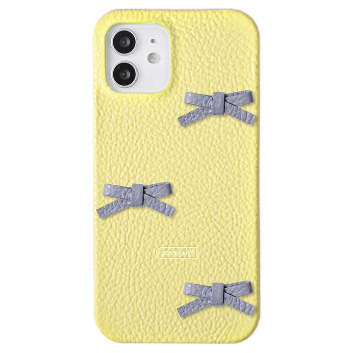 本革 32色 イタリアンシュリンクレザー リボンデコ 背面ケース Galaxyシリーズ