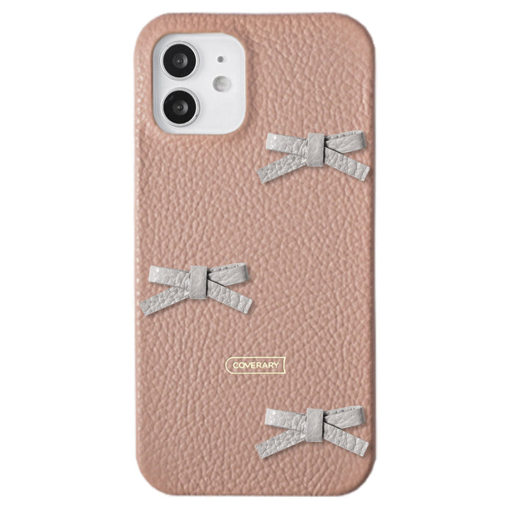 本革 32色 イタリアンシュリンクレザー リボンデコ 背面ケース Galaxyシリーズ