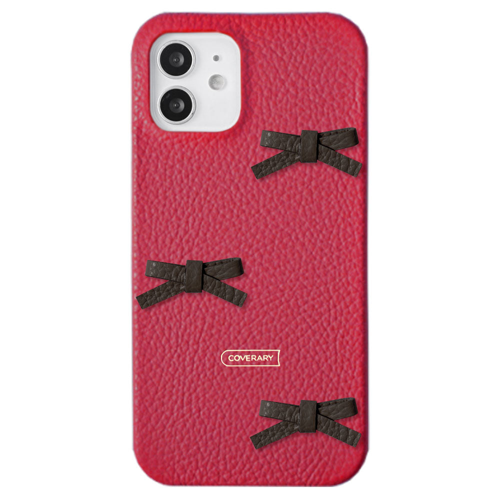 本革 32色 イタリアンシュリンクレザー リボンデコ 背面ケース Galaxyシリーズ