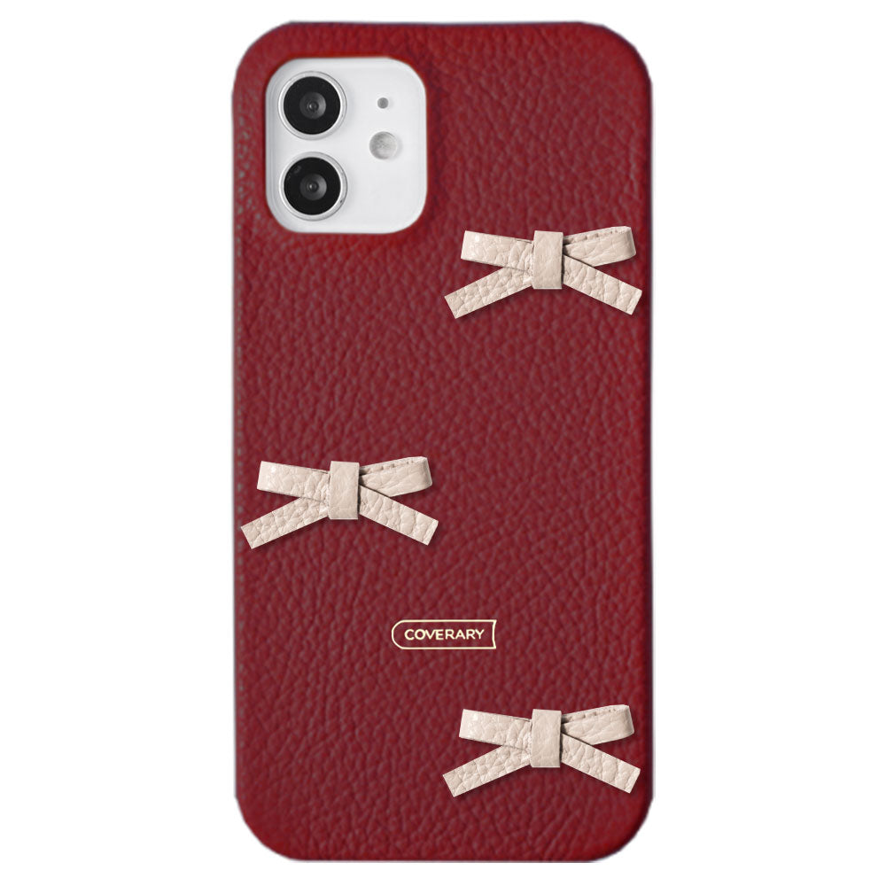 本革 32色 イタリアンシュリンクレザー リボンデコ 背面ケース Galaxyシリーズ