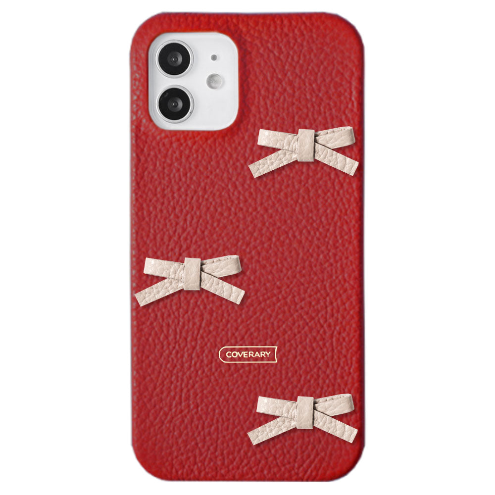 本革 32色 イタリアンシュリンクレザー リボンデコ 背面ケース Galaxyシリーズ