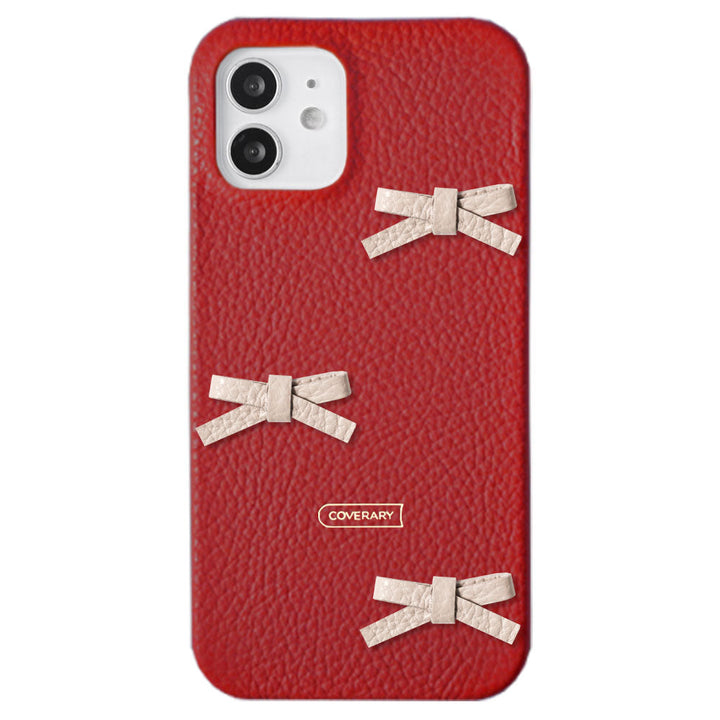 本革 32色 イタリアンシュリンクレザー リボンデコ 背面ケース Galaxyシリーズ