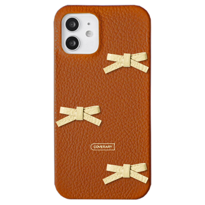 本革 32色 イタリアンシュリンクレザー リボンデコ 背面ケース Galaxyシリーズ