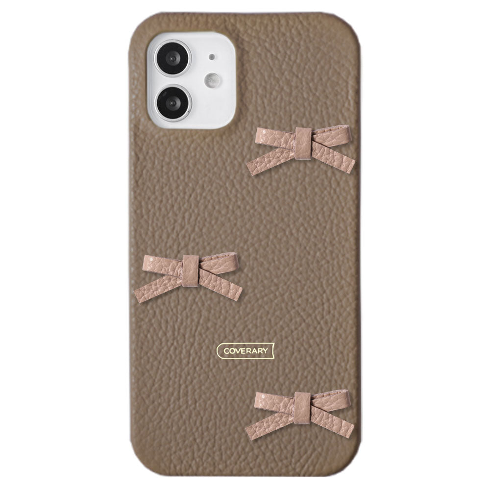 本革 32色 イタリアンシュリンクレザー リボンデコ 背面ケース Galaxyシリーズ