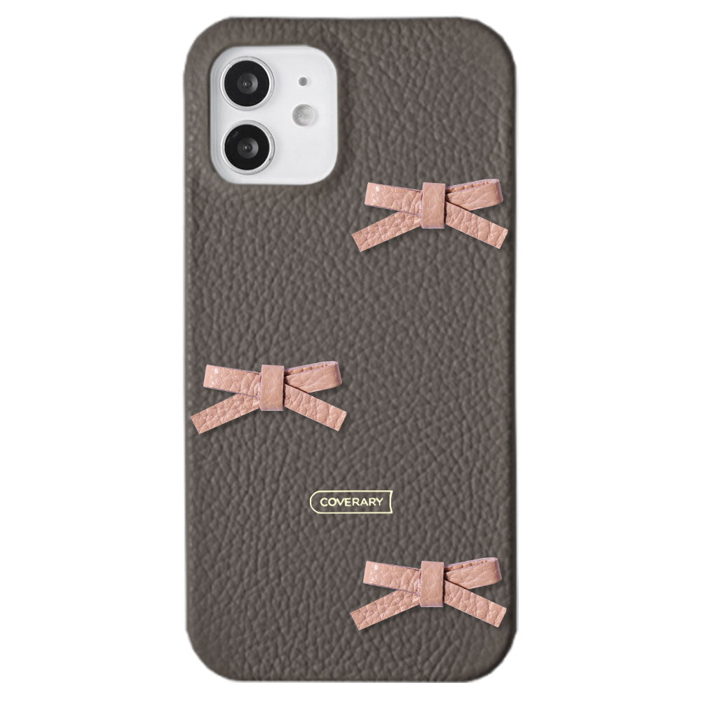 本革 32色 イタリアンシュリンクレザー リボンデコ 背面ケース Galaxyシリーズ