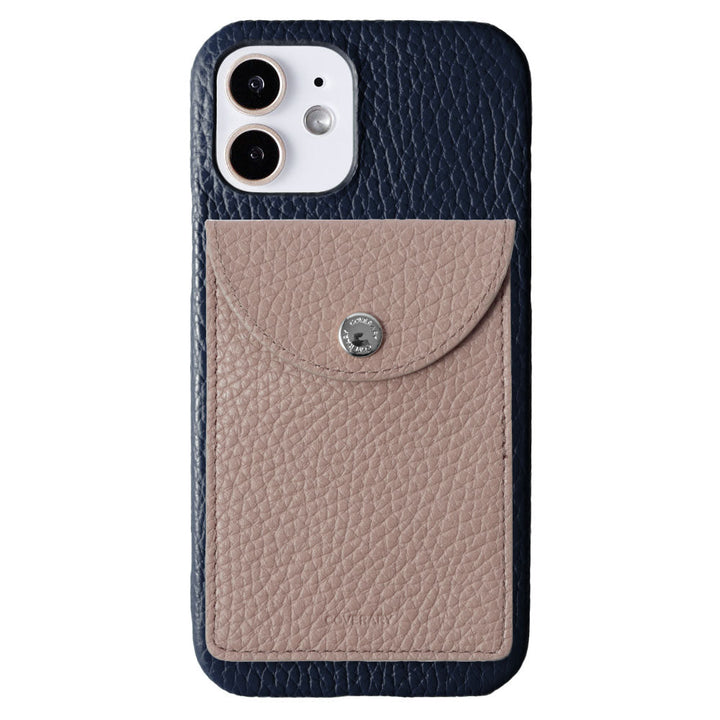 Genuine leather 32 colors Italian shrink leather with selectable vertical/horizontal round card case back case for iPhone series