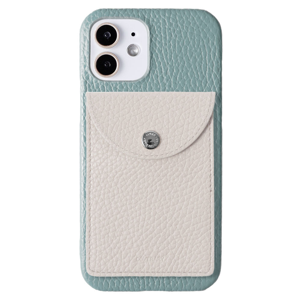 Genuine leather 32 colors Italian shrink leather with selectable vertical/horizontal round card case back case for iPhone series