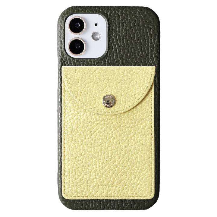 Genuine leather 32 colors Italian shrink leather with selectable vertical/horizontal round card case back case for iPhone series