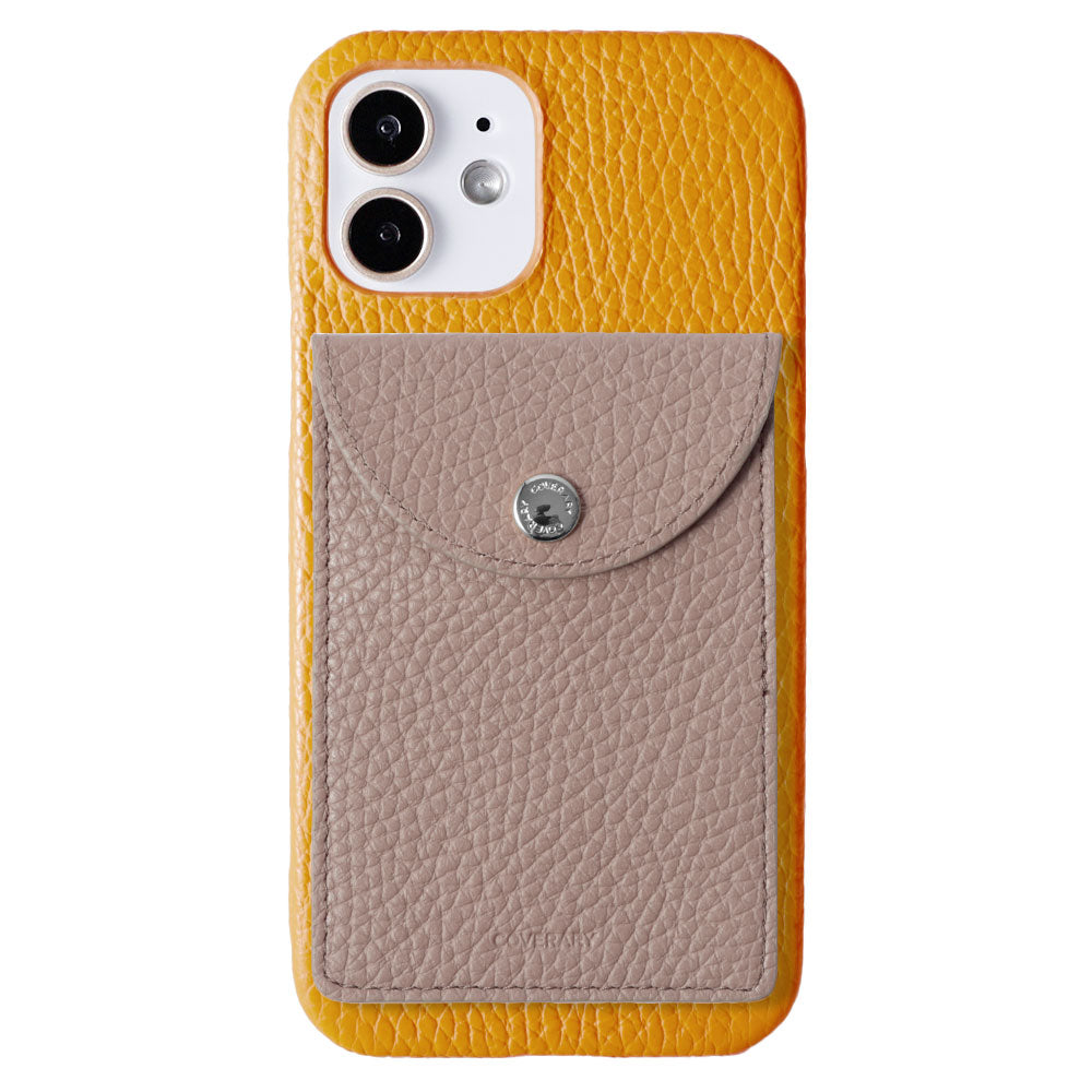 Genuine leather 32 colors Italian shrink leather with selectable vertical/horizontal round card case back case for iPhone series