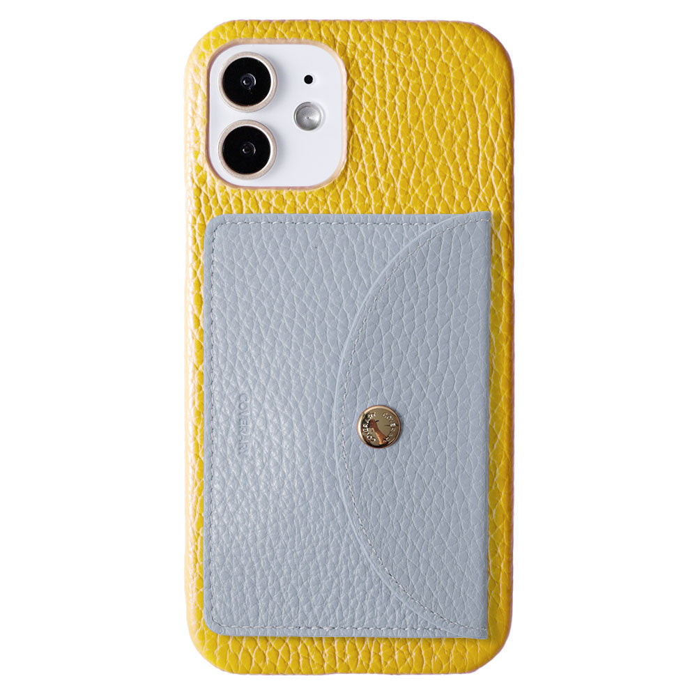 Genuine leather 32 colors Italian shrink leather with selectable vertical/horizontal round card case back case for iPhone series