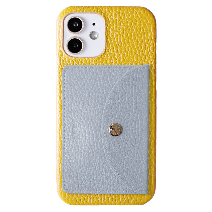 Genuine leather 32 colors Italian shrink leather with selectable vertical/horizontal round card case back case for iPhone series