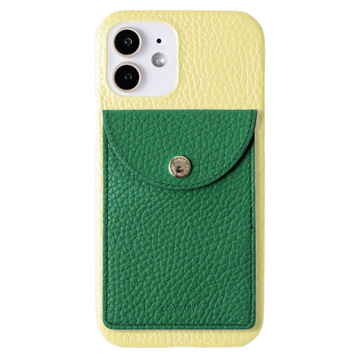 Genuine leather 32 colors Italian shrink leather with selectable vertical/horizontal round card case back case for iPhone series