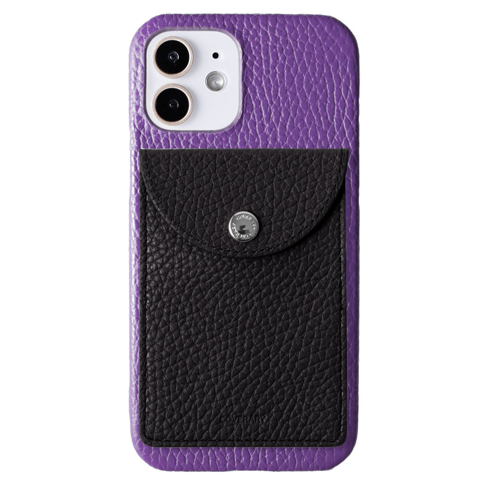 Genuine leather 32 colors Italian shrink leather with selectable vertical/horizontal round card case back case for iPhone series