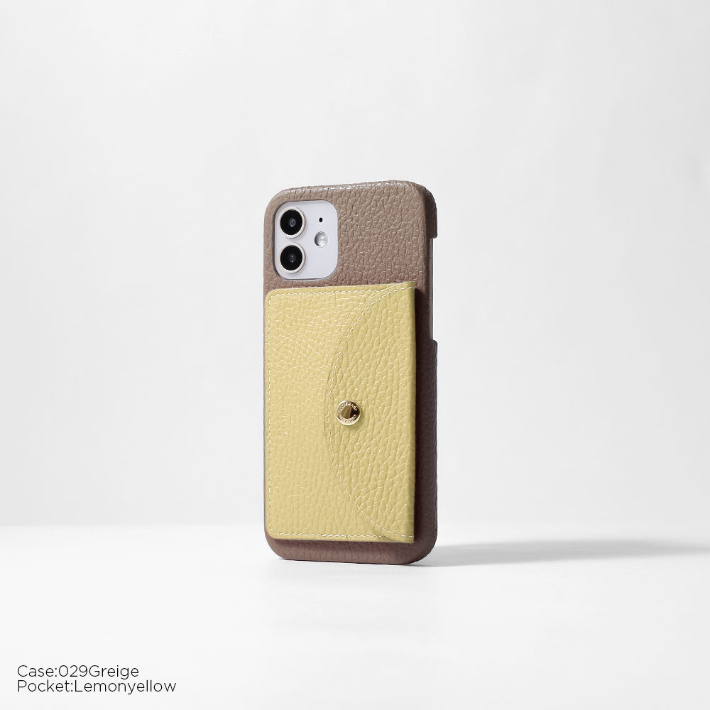 Genuine leather 32 colors Italian shrink leather with selectable vertical/horizontal round card case back case for iPhone series