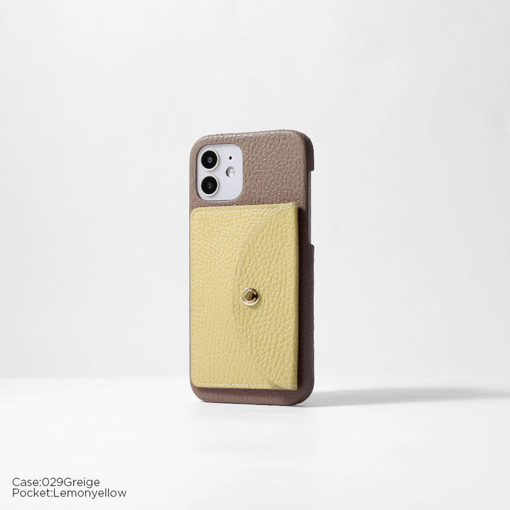 Genuine leather 32 colors Italian shrink leather with selectable vertical/horizontal round card case back case for iPhone series