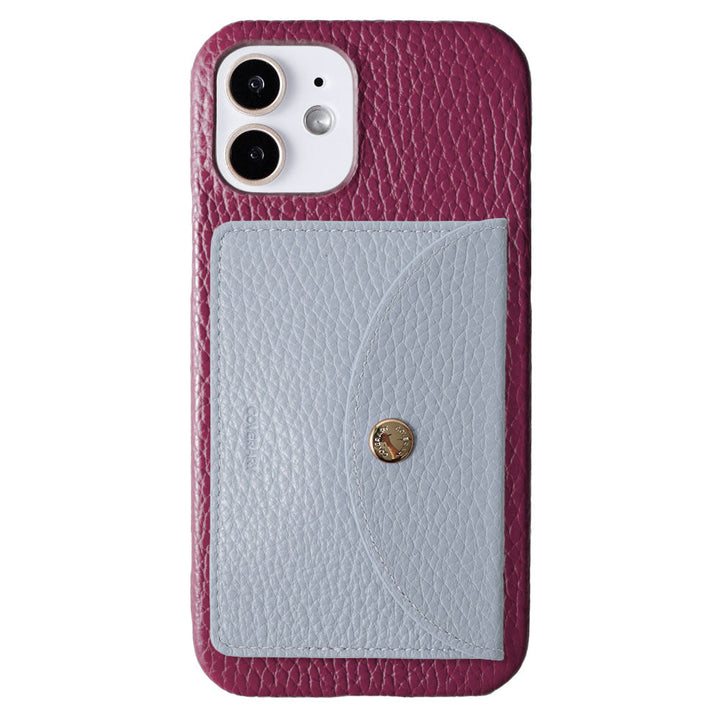 Genuine leather 32 colors Italian shrink leather with selectable vertical/horizontal round card case back case for iPhone series