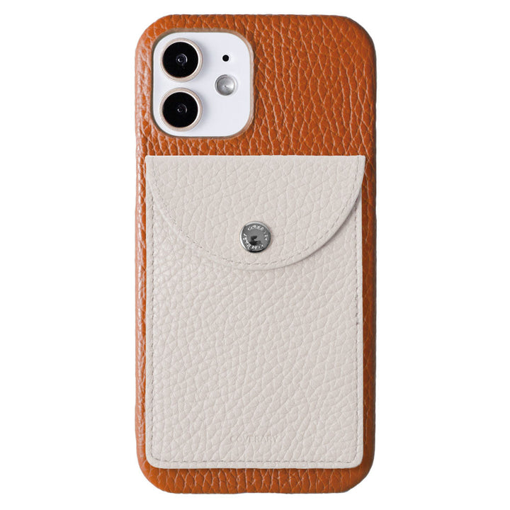 Genuine leather 32 colors Italian shrink leather with selectable vertical/horizontal round card case back case for iPhone series