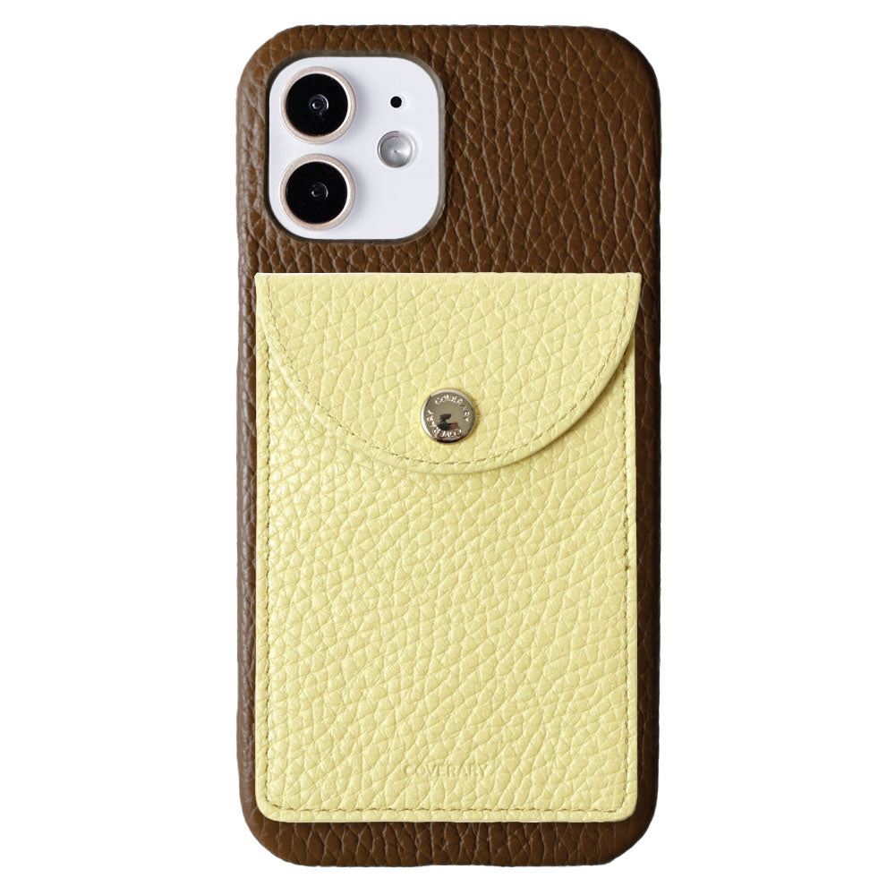 Genuine leather 32 colors Italian shrink leather with selectable vertical/horizontal round card case back case for iPhone series