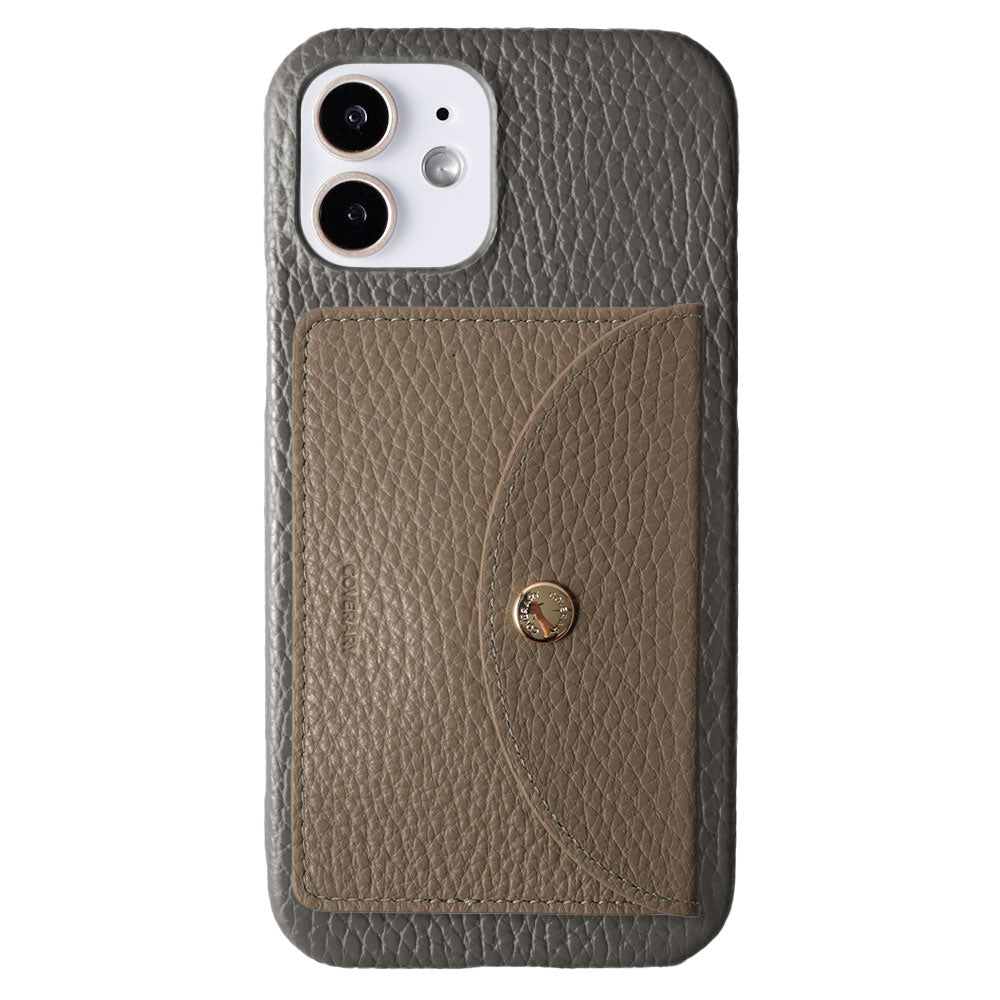 Genuine leather 32 colors Italian shrink leather with selectable vertical/horizontal round card case back case for iPhone series