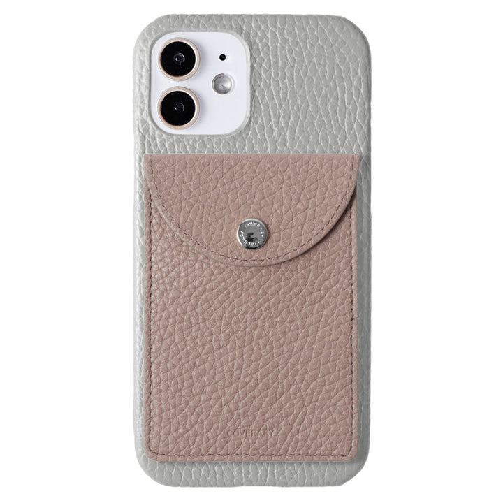 Genuine leather 32 colors Italian shrink leather with selectable vertical/horizontal round card case back case for iPhone series