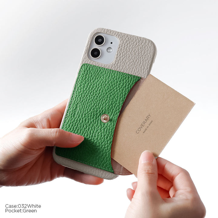 Genuine leather 32 colors Italian shrink leather with selectable vertical/horizontal round card case back case for iPhone series