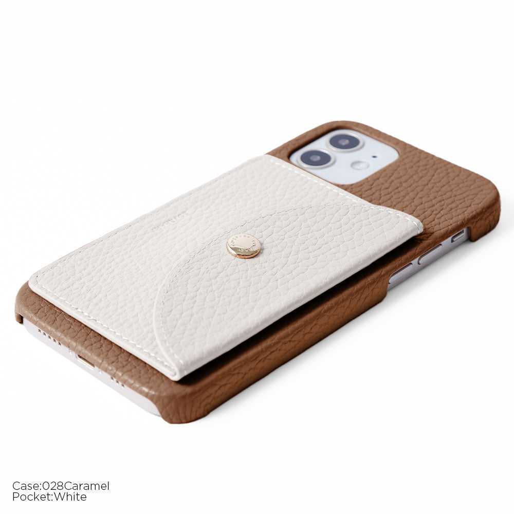 Genuine leather 32 colors Italian shrink leather with selectable vertical/horizontal round card case back case for iPhone series