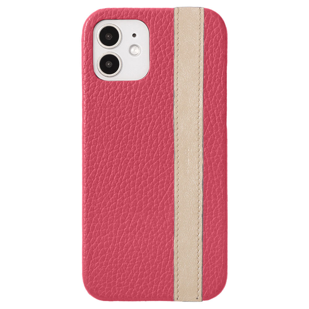 Cuir véritable 32 couleurs cuir italien grainé ligne d'accent coque arrière série Galaxy