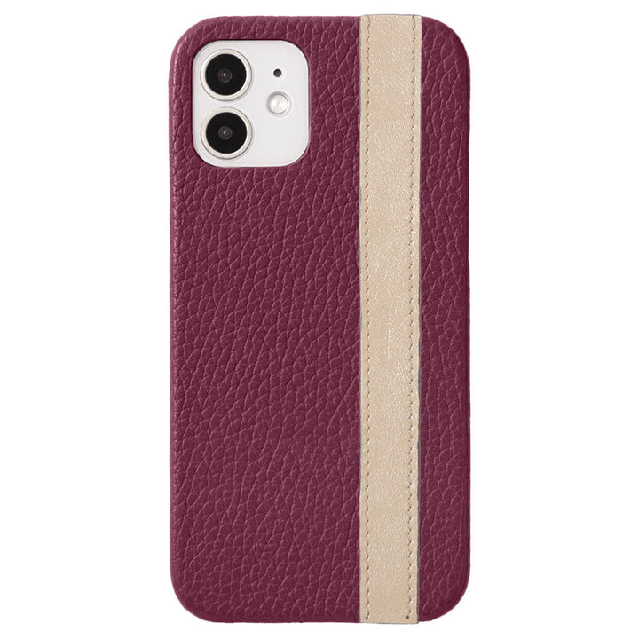 Cuir véritable 32 couleurs cuir italien grainé ligne d'accent coque arrière série Galaxy