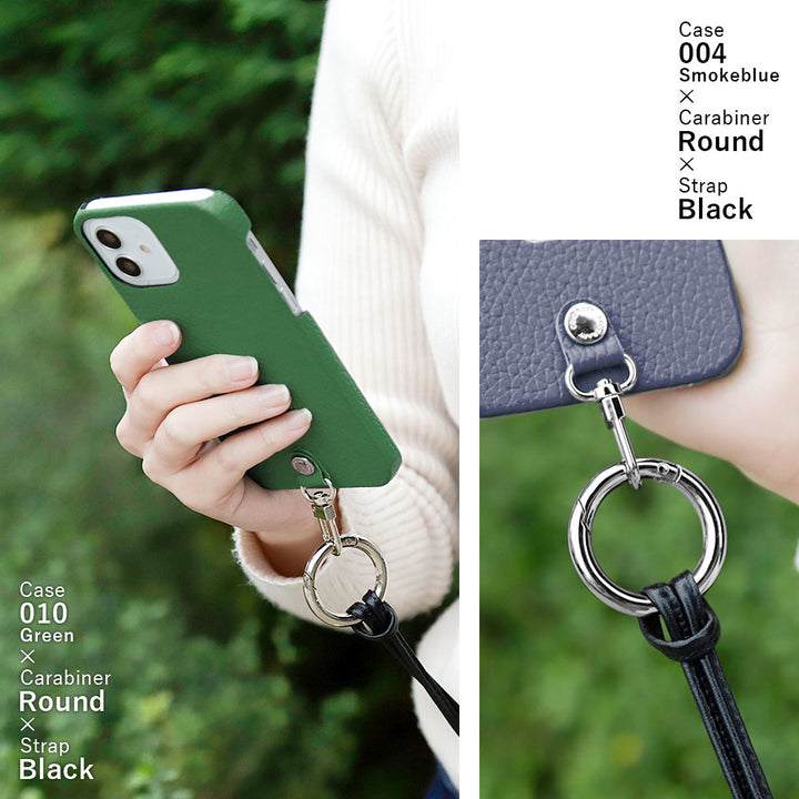 Cuir véritable 32 couleurs cuir italien grainé sangle d'épaule à anneau (sans réglage de la quincaillerie) avec coque arrière série Galaxy