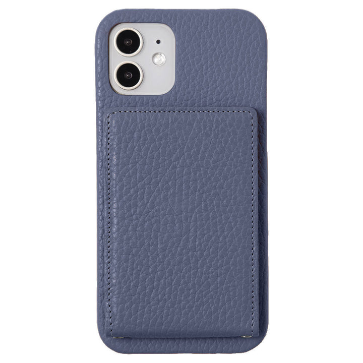 本革 32色 イタリアンシュリンクレザー 縦開きミラー付きカードケース 背面ケース iPhoneシリーズ