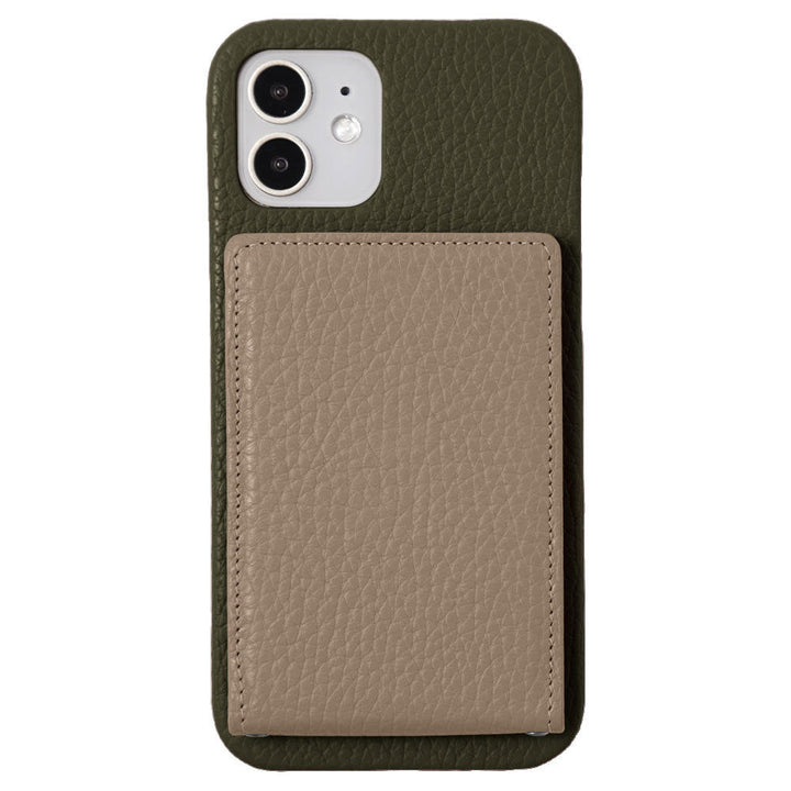 本革 32色 イタリアンシュリンクレザー 縦開きミラー付きカードケース 背面ケース iPhoneシリーズ